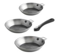 Lot 3 poêles acier Minéral B 20, 24 et 28 cm et manche amovible De Buyer