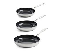 Lot 3 poêles antiadhésives en inox 20, 24 et 28 cm Geneva Green pan