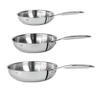 Lot 3 poêles sautoir tout inox Castel'Pro 20, 24 et 28 cm Cristel