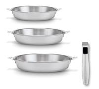 Lot 3 poêles tout inox 20, 24 et 28 cm Triply Evolution avec son manche amovible Beka