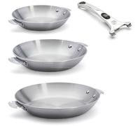 Lot 3 poêles tout inox Alchimy Loqy 20, 24 et 28 cm et manche amovible De Buyer