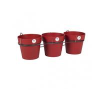 Lot 3 pots rouge rubis + support - 1,6 litres - Toscane 11461 EDA PLASTIQUES
