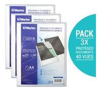 Lot 3 Protèges Documents A4 Personnalisable 40 Vues Couverture Polypro Transpare G
