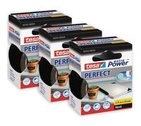 tesa extra Power Perfect - Lot de 3 rouleaux de ruban Adhésif Toilé - Ruban de Réparation pour Artisanat, Fixation, Renforcement et Étiquetage - Noir - 2,75 m