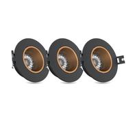 Spot led encastrable - Spot encastrable - Spot led encastrable plafond - Spot encastrable et orientable - Lot 3 Spots GU10 50W 2700K Rond orientable Noir et or IP20 - PACK3SP50RANO XANLITE