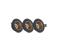 - Lot 3 Spots GU10 50W 2700K Rond orientable Noir et or IP20 - PACK3SP50RANO