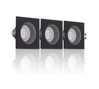 Lot 3 Spots GU10 50W 4000K Carré Noir IP44