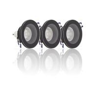 Lot 3 Spots GU10 50W 4000K Rond Noir IP44