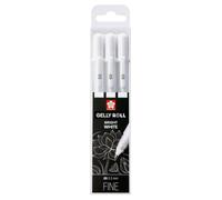 Lot 3 stylos gel pointe fine Gelly Roll Sakura 05 0.3mm blanc brillant