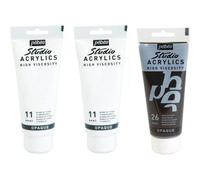 Lot 3 Tubes De Peinture Acrylique - Blanc De Titane Et Noir De Mars - Pébéo - 3x100ml