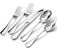 Lot 30 Couverts en Acier Inox 18/10 Poli Miroir, Ensemble Couteaux Fourchettes Cuillères pour 6 Personnes