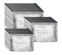 Lot 30 Sacs Congélation Réutilisables Aluminium Zip, 3 Tailles(Petit 20x13cm, Moyen 23x17cm, Grand 26x29cm), Sachet Alimentaire Étanche pour Viande Fruits Légumes, Stockage Longue Durée
