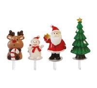 ScrapCooking - 4 Décorations Noël pour Bûches - Renne, Bonhomme de Neige, Père Noël, Sapin - Décors Pâtisserie Gâteaux - Accessoires Cake Toppers pour Gâteaux, Cupcakes - 4942