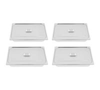 Lot 4 Bac Inox GN 1/2 Couvercle 32,5x26,5x10cm 7,5L Alimentaire Empilable | GN 1/2 7,5L, +50% vs GN 1/3. 4 bacs + 4 couvercles. Inox 201, 10cm profond. Empilable. 32,5x26,5x10cm. Buffet, resto, maison.