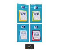 Lot 4 Blocs De 30 Fiches Bristol Blanches Encadrées Couleurs 125 * 200 + 1 Index Adhésif Blumie (4 couleurs assorties)