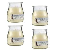 Lot 4 Bougies Parfumées Noix de Coco en Verre 7x6cm, Bougie Parfumée 24 Heures de Combustion
