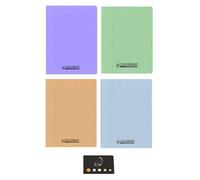 Lot 4 Cahiers 24 * 32cm 96 Pages Seyes Couverture Polypro + 1 Index Adhésif Blumie (4 Pastel Conquerant)