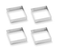 Lot 4 cercles à tarte perforés en inox carré 8 cm Mathon