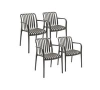tectake® Lot de 4 Chaise de Jardin avec Accoudoirs Salon extérieur Empilable Résistant aux intempéries max. 120 kg Légère Salon de Jardin Exterieur Meuble pour Amenagement Balcon Terrasse - Anthracite