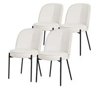 Lot 4 chaises de salle à manger beige polyester pieds en métal confortable