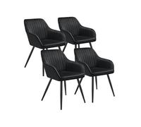 Chaise - TECTAKE - Lot de 4 chaises MARYLIN effet velours capitonné rembourrée et pieds acier noir, 58 x 62 x 82 cm - Noir