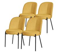 Lot 4 chaises de salle à manger moutarde polyester pieds en métal confortable