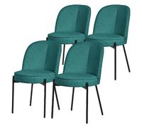 Lot de 4 chaises de salle à manger ML-Design pétrole polyester structure métal dossier arrondi
