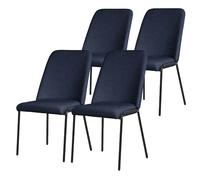 Lot 4 chaises de salle à manger rembourrées bleu foncé polyester pieds en métal