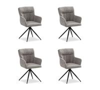 Lot 4 chaises oeuf modernes lin gris