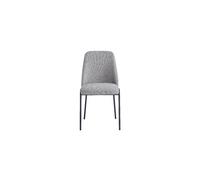 Lot 4 Chaises Salle à Manger Cali Tissu Effet Lin Gris Pieds Métal Noir 47x58,5x86,5cm