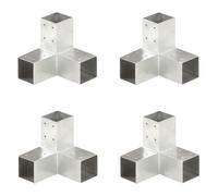 Lot 4 Connecteurs poteaux Y galvanisés métal 71x71 mm robuste
