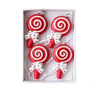 Lot 4 Décorations Noël Résine Bonhomme Biscuit Sucette Canne à Sucre | Dimension 10x7x1,5cm Accrochage pour facile pour arbre mur pour cheminée pour durable pour plusieurs saisons