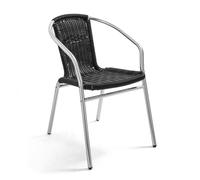 Lot 4 fauteuils de jardin aluminium et résine noir Saint Germain - Oviala