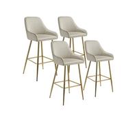 Tabouret de bar - TECTAKE - Lot de 4 tabourets AVANE avec aspect velours avec dossier rembourré, 48,5 x 57 x 108 cm - Beige