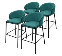 Lot 4 tabourets de bar ML-Design tissu bleu pétrole hauteur 76 cm avec dossier et repose-pieds îlot