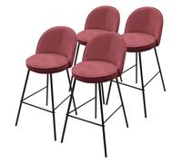ML-Design Tabourets de bar Lot de 4 tissu rouge 75 cm avec dossier et repose-pieds