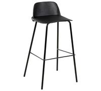 Lot 4 Tabourets de Bar Modernes Siège en Plastique Synthétique Noir Pieds en Métal Chaises de Cuisine Mora