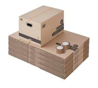 Lot 40 Cartons de Déménagement - Format L - 60 x 40 x 40 cm | Résistant 20 kg - Grande capacité - Adhésif offert - 96 L - Fabriqué en France - Pour Déménagement, Stockage, Rangement