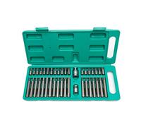 Lot 40 pièces 1/2" & 3/8" embouts de vissage très longs & porte-embouts | Wiesemann 80034 | pour vis Torx mâle T20 à T55, vis à tête à 6 pans creux de 4 à 12 mm & XZN