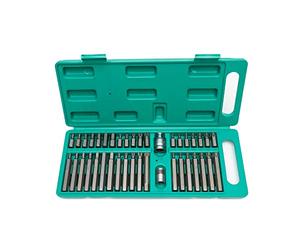 Lot 40 pièces 1/2" & 3/8" embouts de vissage très longs & porte-embouts | Wiesemann 80034 | pour vis Torx mâle T20 à T55, vis à tête à 6 pans creux de 4 à 12 mm & XZN