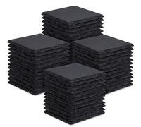 Lot 48 sous-Verres Ardoise Gravure Laser, sous-Verres Pierre Naturelle Vrac | Set Dessous de Verre Pierre 10 cm, Déco Maison, Tampons Anti-Rayures pour DIY, Peinture, Cuisine, Bar, Fête, Carrés, Noir