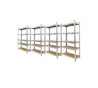 ECD Germany Lot 4x Étagère de Rangement - 180x90x40 cm - Charge jusqu'à 750 kg - en Métal Galvanisé - 5 Panneaux MDF - Étagère de Stockage Rayonnage Robuste Metallique - Étagère de Garage d'Atelier