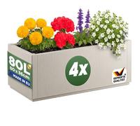 Casaria® 4X Jardinière Ethica Blanc Craie 80x36x36cm 80L résistante Fond d'écoulement Bac à Fleurs Pot de Fleurs Jardin Balcon