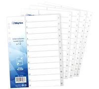 Lot 5 jeux intercalaires A4 numérotés 1 à 12 polypropylène blanc perforés avec index - Intercalaires plastiques résistants pour classeur A4