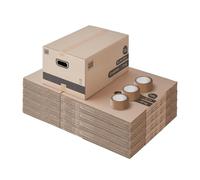 Lot 50 Cartons de Déménagement - Format M - 60 x 40 x 30 cm | Résistant 20 kg - Poignées renforcées - Adhésif offert - Idéal pour Linge, Vêtements, Chaussures, Déménagement, Stockage