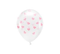 Lot 6 Ballons Transparent - Coeur Rose - 100% BIODÉGRADABLE