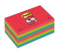 Lot 6 blocs repositionnables SUPER STICKY Bora Bora 76x127mm, coloris Coquelicot/Vert Néon/Saphir G
