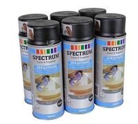 Lot 6 Bombes NOIR MAT Peinture Spray Aérosol 6X400ml Bois,Métal,Aluminium,Plastique