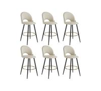 Lot 6 chaises de bar aspect velours rembourré crème et noir