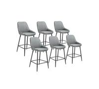 Tabouret de bar - TECTAKE - Lot de 6 tabourets SIERA avec tissu doux et repose-pieds, 49 x 54 x 100 cm - Gris/noir